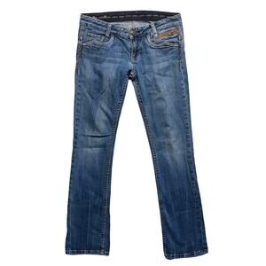 Rerock Express Jeans 26 Womens Straight Leg Medium Wash Embroidered Pocket
